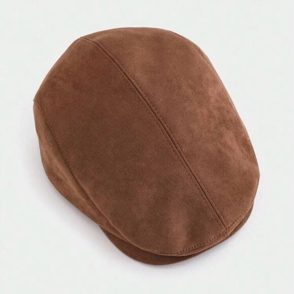 Classic Brown Suede Newsboy Flat Cap - Picture 3 of 8